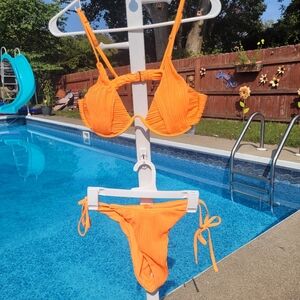 NWT! Zaful Womens Medium 6 two piece bright orange string thong swimsuit bikini